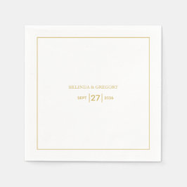 Guardanapo De Papel Casamento Dourado e branco minimalista