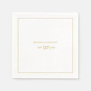 Guardanapo De Papel Casamento Dourado e branco minimalista