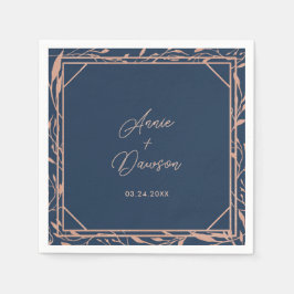 Guardanapo De Papel Casamento Dourado e Marinho Elegante simples