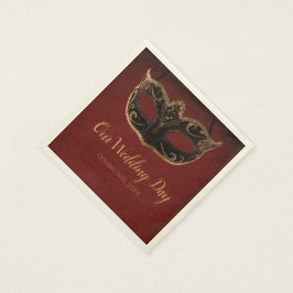 Guardanapo De Papel Casamento Dourado e Mascarada