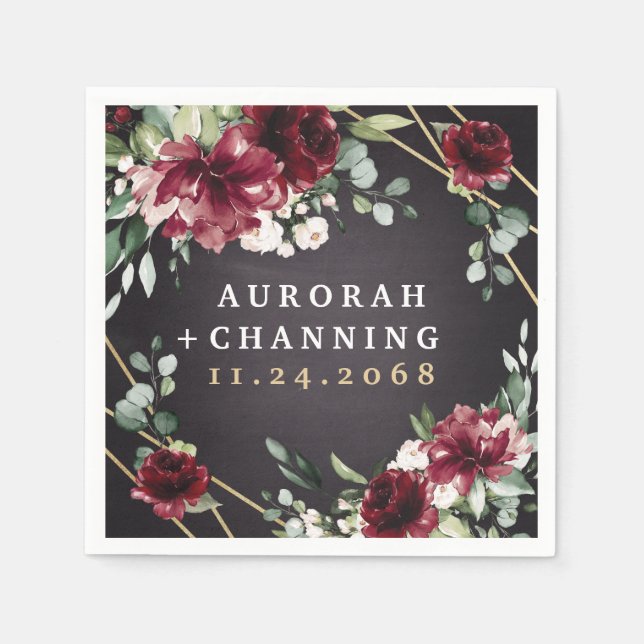 Guardanapo De Papel Casamento Dourado e negro borrado (Frente)