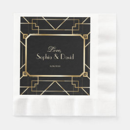 Guardanapo De Papel Casamento Dourado e negro de luxo Gatsby