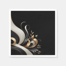 Guardanapo De Papel Casamento Dourado e negro elegante moderno