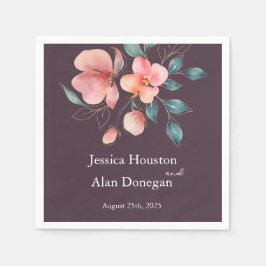 Guardanapo De Papel Casamento Dourado e rosa moderno elegante