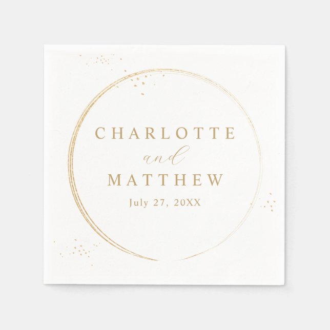 Guardanapo De Papel Casamento Dourado elegante (Frente)