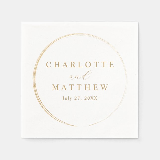 Guardanapo De Papel Casamento Dourado elegante (Frente)