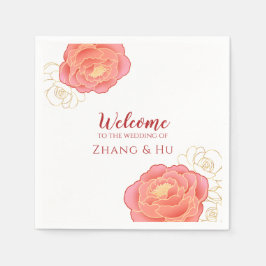 Guardanapo De Papel Casamento Dourado Elegante Chinês