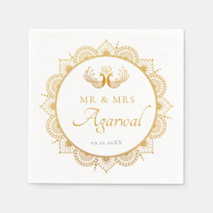 Guardanapo De Papel Casamento Dourado Elegante da Índia