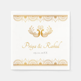 Guardanapo De Papel Casamento Dourado Elegante da Índia