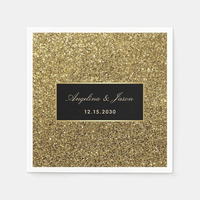 Guardanapo De Papel Casamento Dourado Elegante Napkins (Frente)