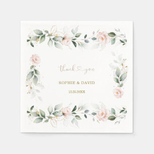 Guardanapo De Papel Casamento Dourado Floral Cor de Água Verde Rosa