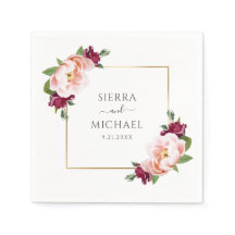 Casamento Dourado Floral de Blush Burgundy