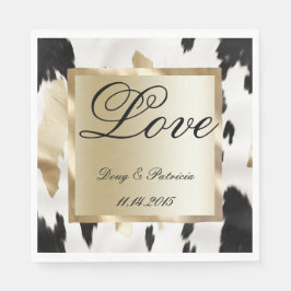 Guardanapo De Papel Casamento Dourado Glam Branco Negro Cowhide Sudoes