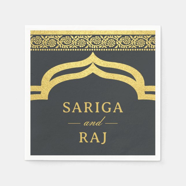 Guardanapo De Papel Casamento Dourado Marigold Flower Mundap Canopy Ar (Frente)