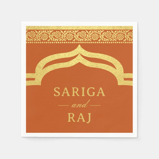 Guardanapo De Papel Casamento Dourado Marigold Flower Mundap Canopy Ar (Frente)