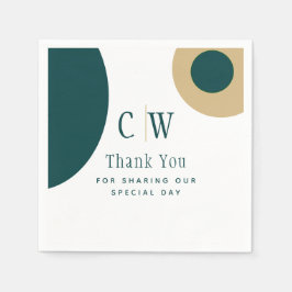 Guardanapo De Papel Casamento Dourado Peacock Green - Obrigado