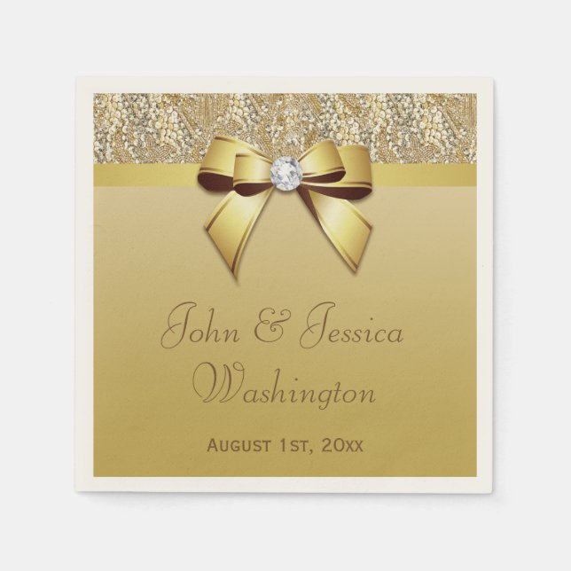 Guardanapo De Papel Casamento Dourado personalizado (Frente)
