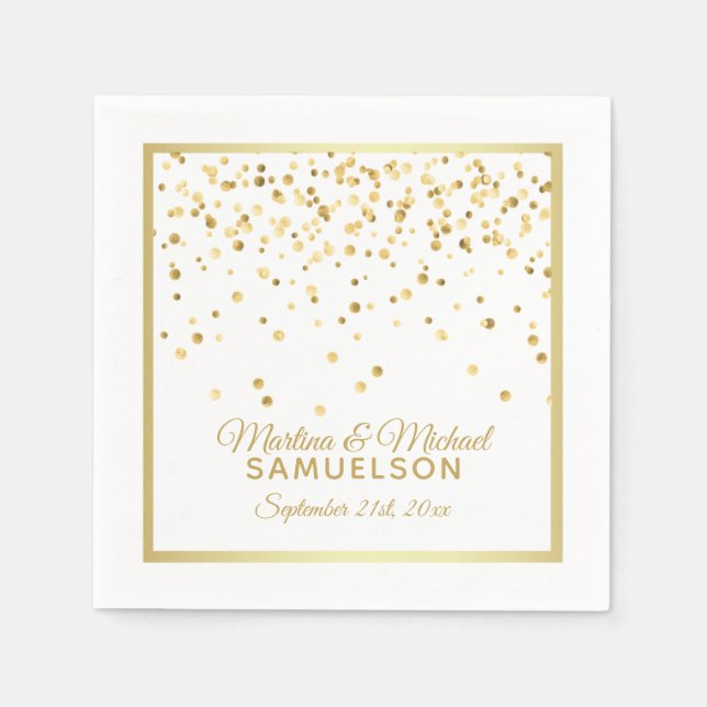 Guardanapo De Papel Casamento Dourado Personalizado de Confetti Descar (Frente)