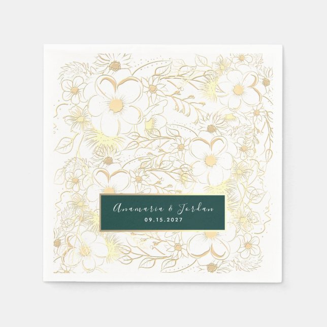 Guardanapo De Papel Casamento Dourado Personalizado Napkins (Frente)