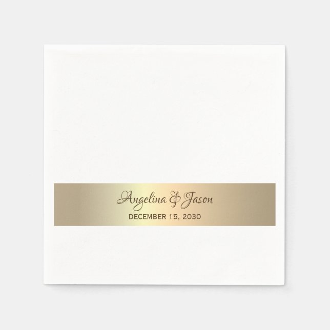 Guardanapo De Papel Casamento Dourado Personalizado Napkins (Frente)