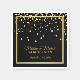 Guardanapo De Papel Casamento Dourado preto feito sob encomenda