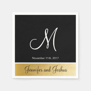 Guardanapo De Papel Casamento Dourado preto feito sob encomenda