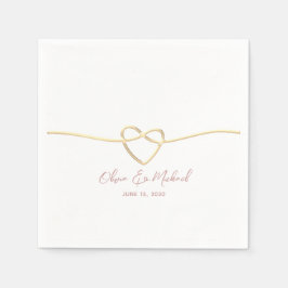Guardanapo De Papel Casamento Dourado Romântico Coração