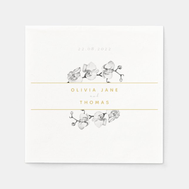 Guardanapo De Papel Casamento Dourado Romântico sofisticado e elegante (Frente)