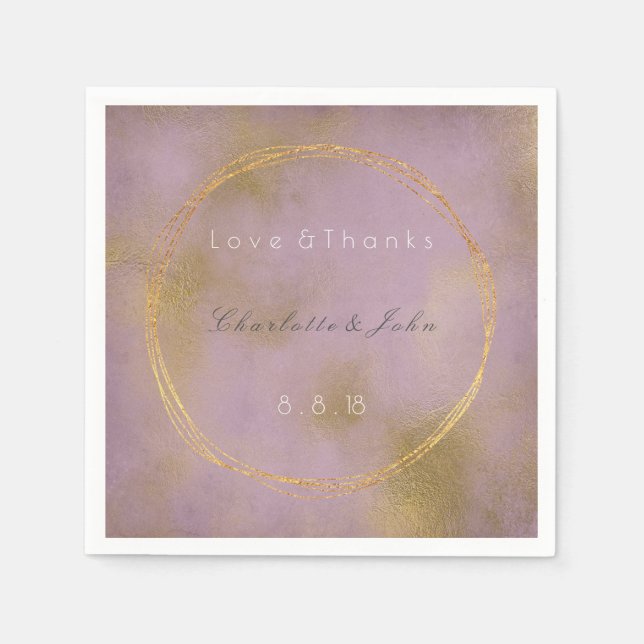 Guardanapo De Papel Casamento Dourado Roxo Roxo Roxo Lilac (Frente)