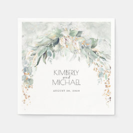 Guardanapo De Papel Casamento Dourado Verde e Eucalyptus Sai