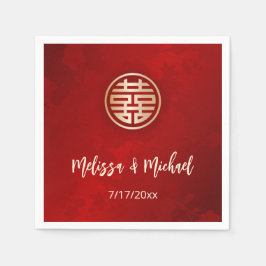 Guardanapo De Papel Casamento Dourado Vermelho Chinês Personalizado
