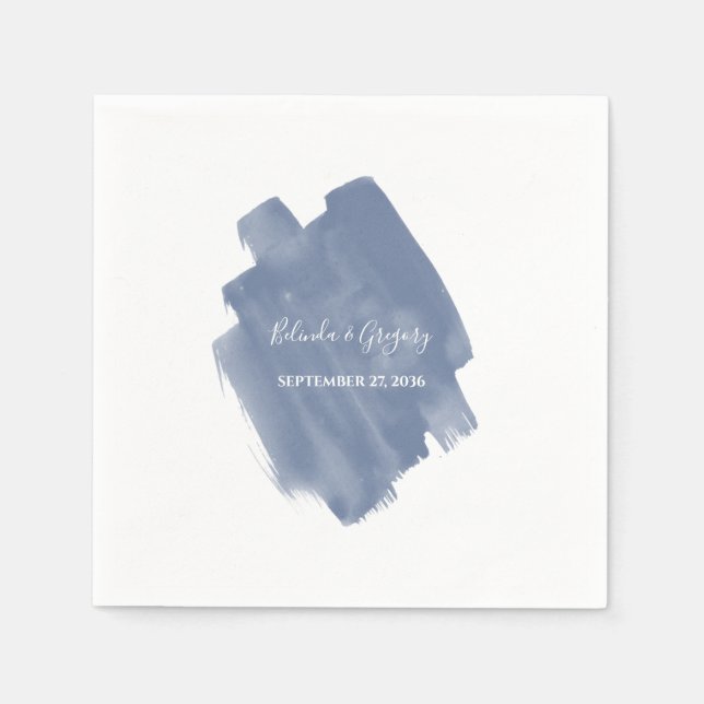 Guardanapo De Papel Casamento Dusty Blue Watercolor (Frente)