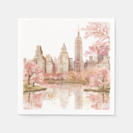 Guardanapo De Papel Casamento Dusty Pink Watercolor Nova Iorque