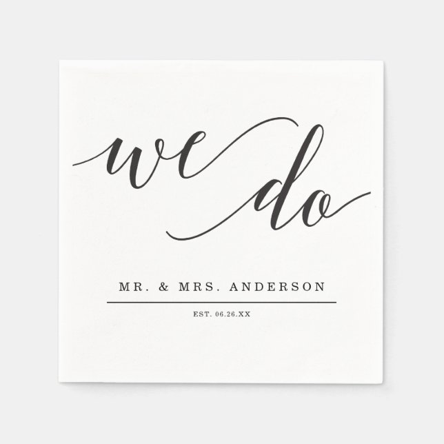 Guardanapo De Papel Casamento Elegância Mínimo Cocktail Napkin (Frente)