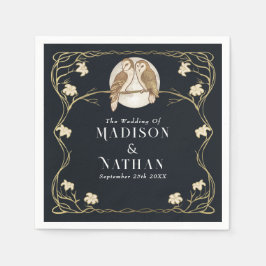 Guardanapo De Papel Casamento Elegante Art Nouveau Owls