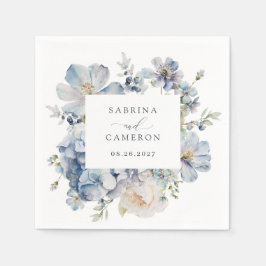 Guardanapo De Papel Casamento Elegante Azul-Dusty Floral