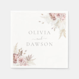 Guardanapo De Papel Casamento Elegante Blush & Ivory