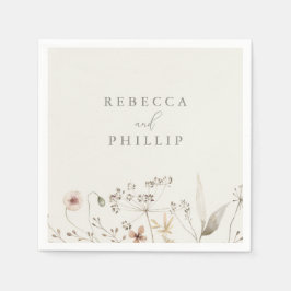 Guardanapo De Papel Casamento Elegante Boho com Flores Silvestres