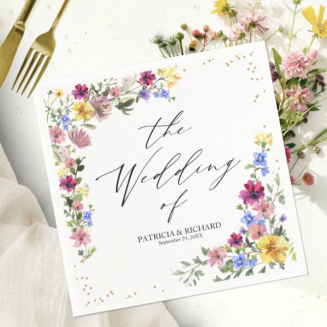Guardanapo De Papel Casamento Elegante Boho com Flores Silvestres (Criador carregado)