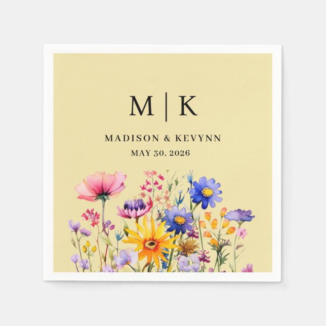 Guardanapo De Papel Casamento Elegante Boho Wildflower (Frente)