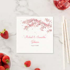 Guardanapo De Papel Casamento Elegante com Flor de Cerejeira