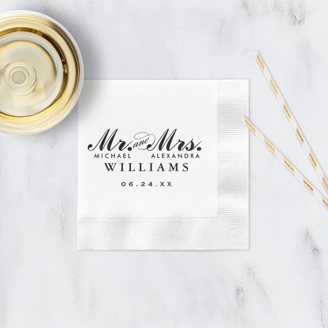 Guardanapo De Papel Casamento Elegante com Letra Mr e Mrs Preta (Criador carregado)