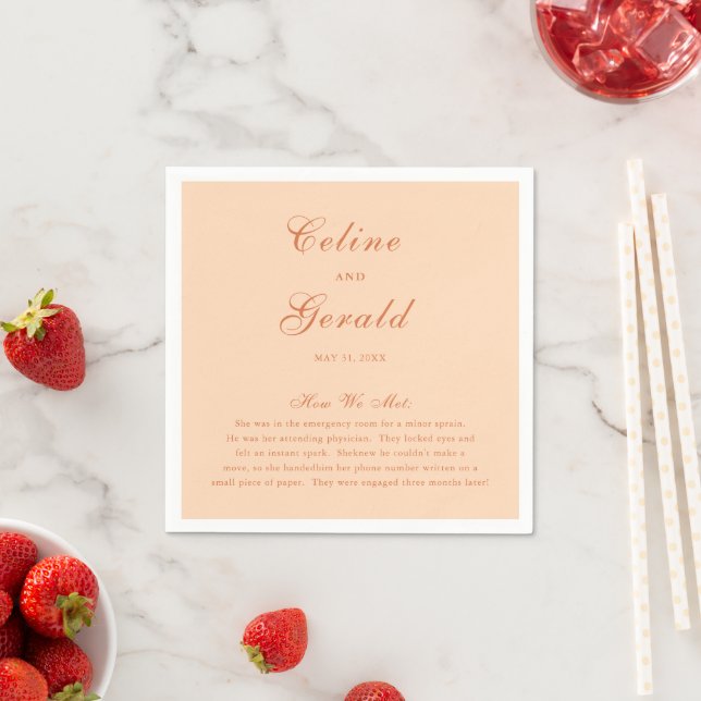 Guardanapo De Papel Casamento Elegante com Pêssego Clássico (Insitu)