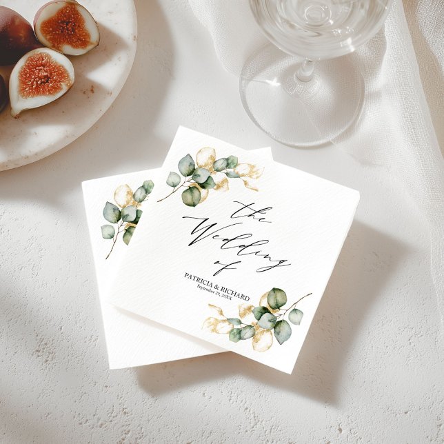Guardanapo De Papel Casamento Elegante com Verde e Dourado (Criador carregado)