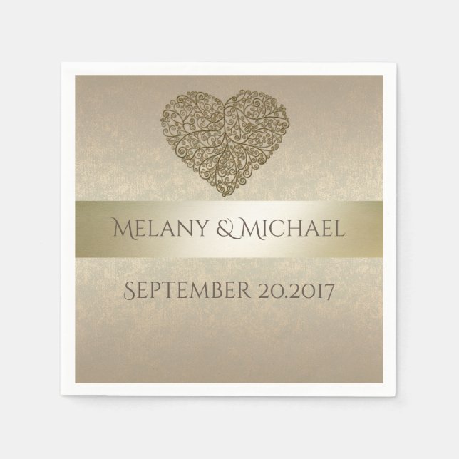Guardanapo De Papel Casamento elegante de abstrato ouro  (Frente)