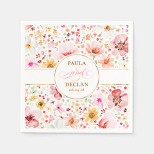 Guardanapo De Papel Casamento Elegante de Boho de Blush Watercolor Flo