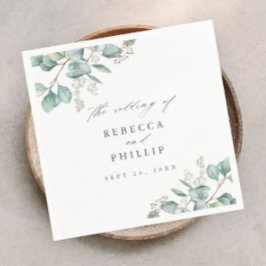 Guardanapo De Papel Casamento Elegante de Eucalyptus Watercolor