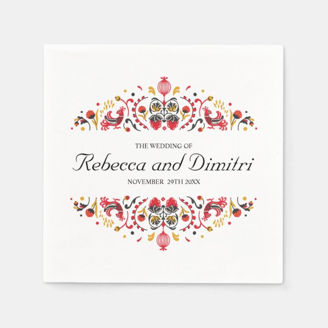 Guardanapo De Papel Casamento Elegante de Khokhloma Folk Russo (Frente)