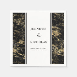 Guardanapo De Papel Casamento Elegante de Marble Negro