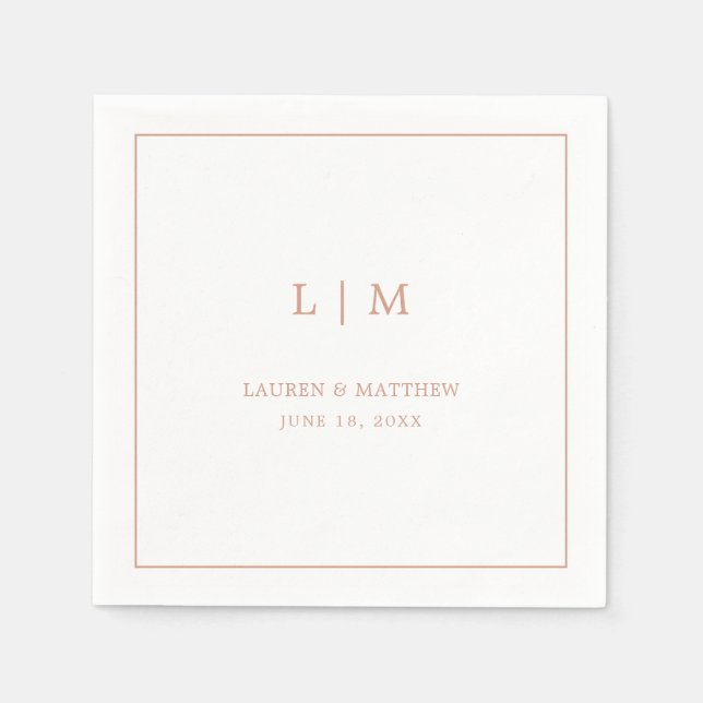 Guardanapo De Papel Casamento elegante de monograma cor-de-rosa Rosa s (Frente)